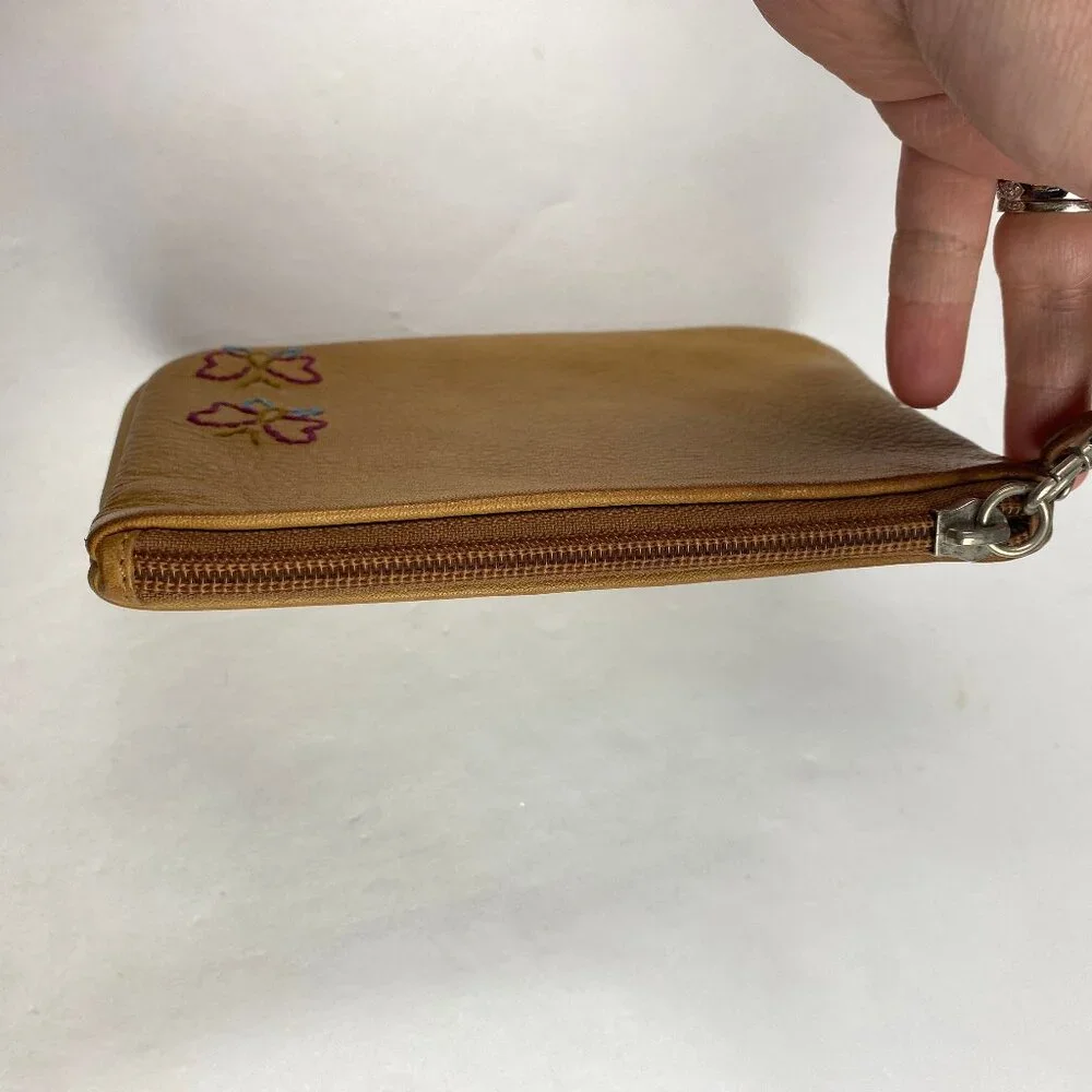 Fossil‎ Vintage Y2K Leather Embroidered Butterfly Wristlet Wallet